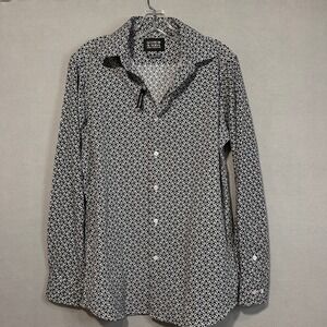 Scotch & Soda Mens Shirt Size 15 38 Modern Fit Geometric Print Button Down Shirt